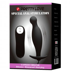 PRETTY LOVE Vibration Anal Pleasure Butt Plug (Black)